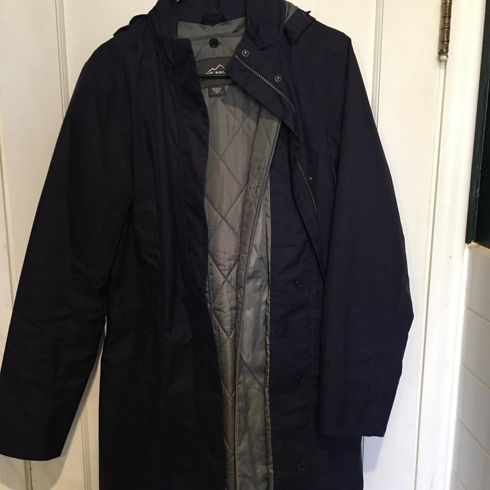Eddie Bauer On the Go Trench in Eggplant, medium tall size